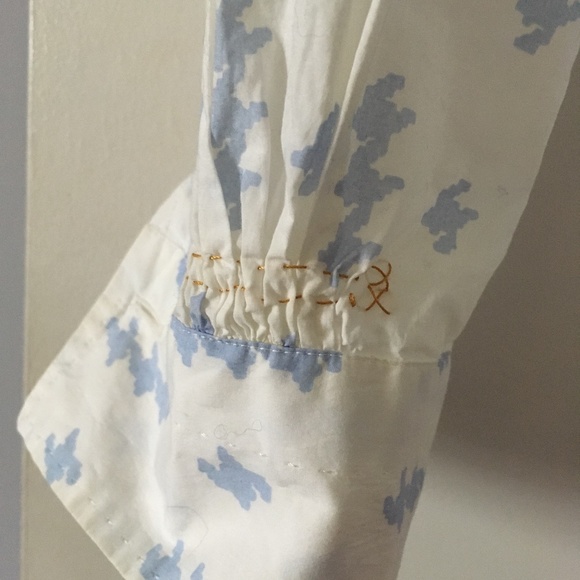 LE SARTE PETTEGOLE Italy White + Blue Cotton Whimsical Blouse 38 S - Picture 7 of 7